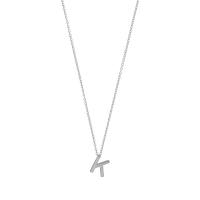 Collier initiale A lisse en argent 925/1000 rhodié