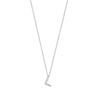 Collier initiale A lisse en argent 925/1000 rhodié