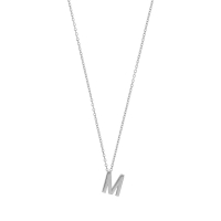 Collier initiale A lisse en argent 925/1000 rhodié