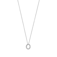 Collier initiale A lisse en argent 925/1000 rhodié