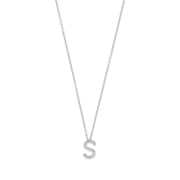 Collier initiale A lisse en argent 925/1000 rhodié