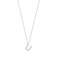 Collier initiale A lisse en argent 925/1000 rhodié
