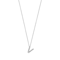 Collier initiale A lisse en argent 925/1000 rhodié
