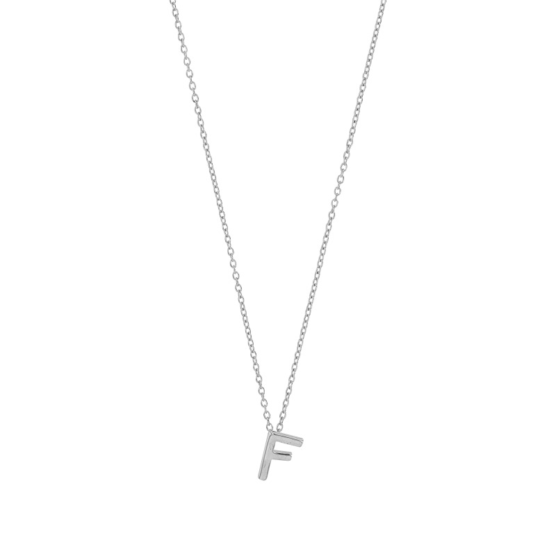 Collier initiale A lisse en argent 925/1000 rhodié
