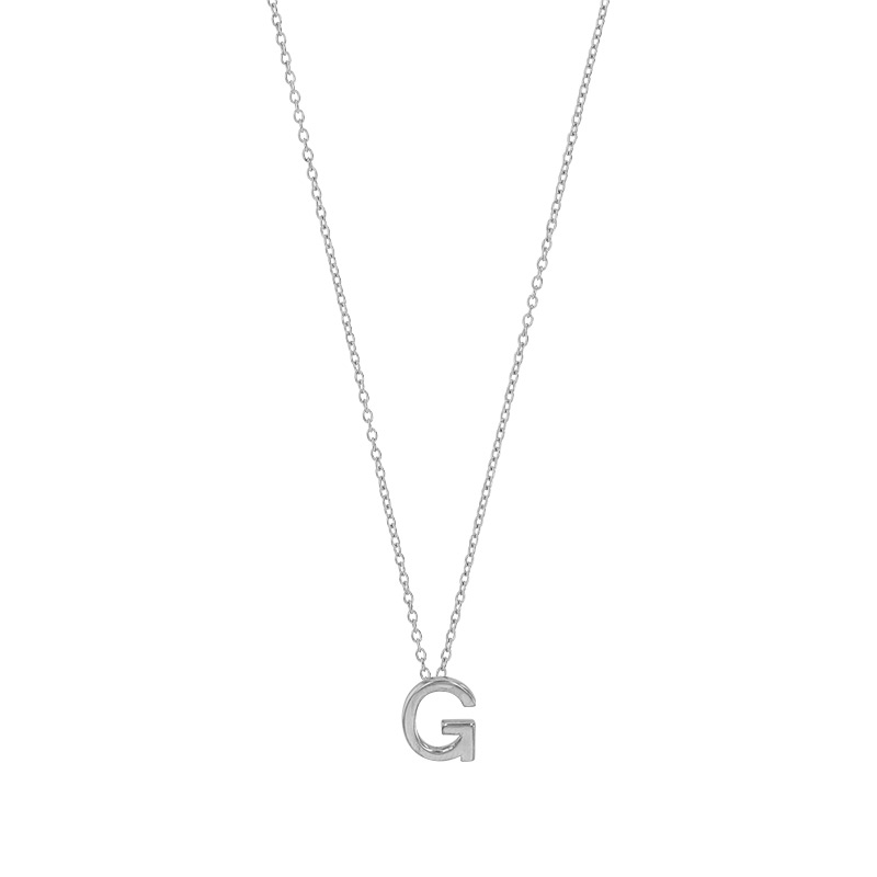 Collier initiale A lisse en argent 925/1000 rhodié