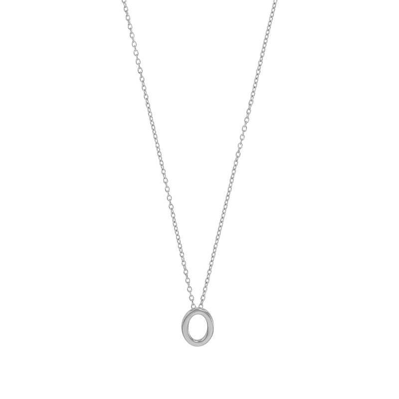 Collier initiale A lisse en argent 925/1000 rhodié