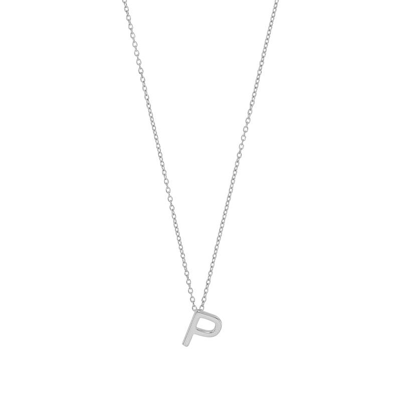 Collier initiale A lisse en argent 925/1000 rhodié