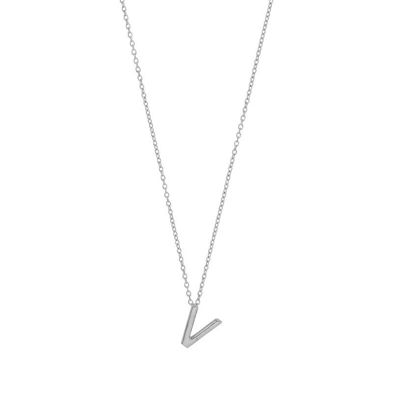 Collier initiale A lisse en argent 925/1000 rhodié