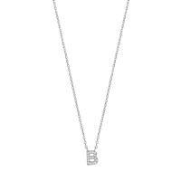 Collier initiale A ornée d'oxydes, argent 925/1000 rhodié
