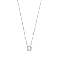 Collier initiale A ornée d'oxydes, argent 925/1000 rhodié