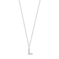 Collier initiale A ornée d'oxydes, argent 925/1000 rhodié