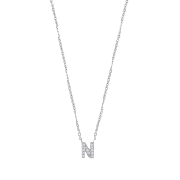 Collier initiale A ornée d'oxydes, argent 925/1000 rhodié