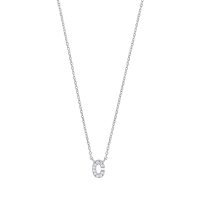 Collier initiale C ornée d'oxydes, argent 925/1000 rhodié