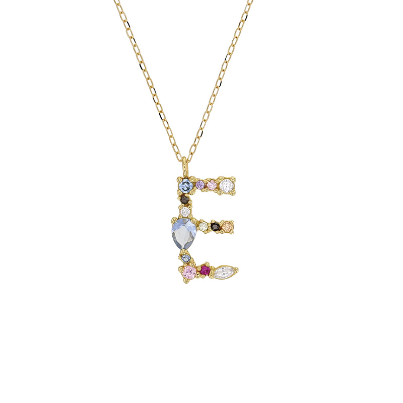 Collier initiale en Or 750/1000 ornée d'oxydes de couleurs