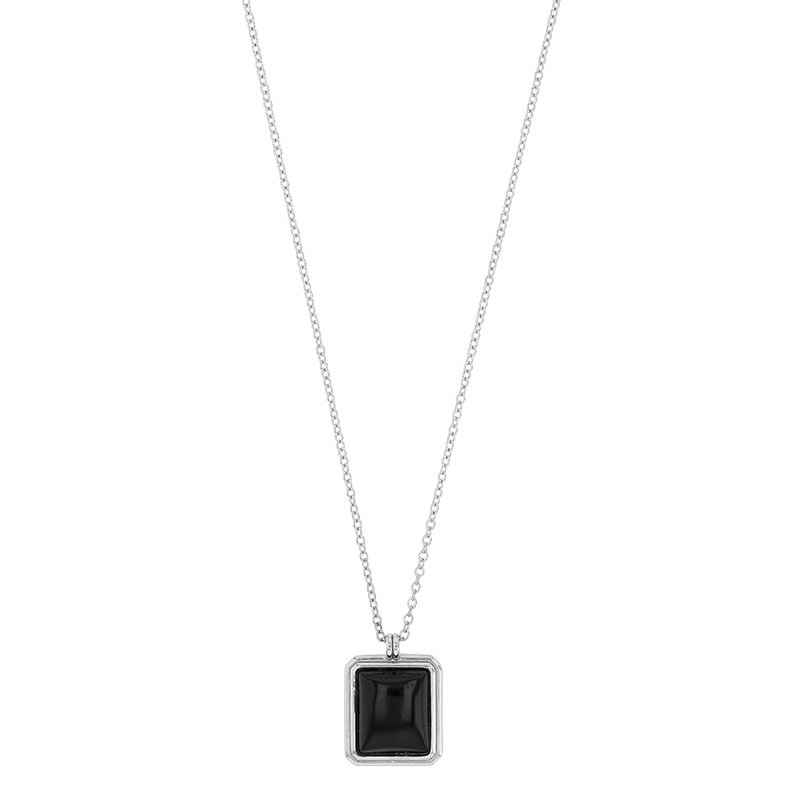 Collier lapis-lazuli taille rectangle, argent 925/1000 rhodié