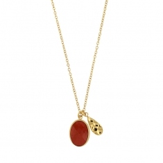 Collier Lapis-lazuli traité facetté taille ovale, pampille aspect martelé acier