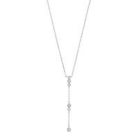 Collier lasso, 6 oxydes ronds sertis clos, argent 925/1000 rhodié