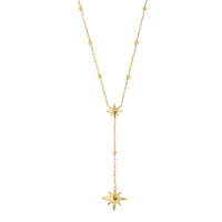 Collier lasso étoiles et boules en argent 925/1000 rhodié