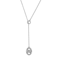 Collier lasso grain de café, argent 925/1000 rhodié