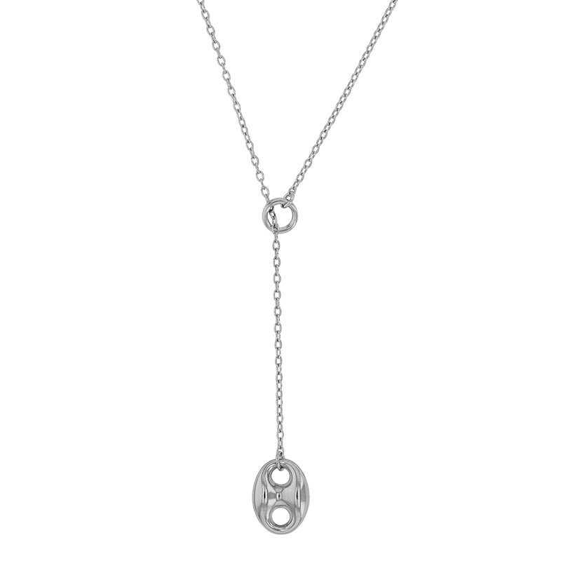 Collier lasso grain de café, argent 925/1000 rhodié