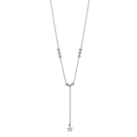 Collier lasso orné d'une étoile et de boules en argent 925/1000 platiné