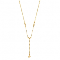 Collier lasso orné d'une étoile et de boules en argent 925/1000 platiné