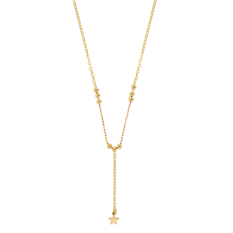 Collier lasso orné d'une étoile et de boules en argent 925/1000 platiné