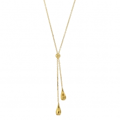 Collier lasso orné de 2 gouttes, argent 925/1000 doré