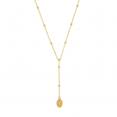 Collier lasso orné de boules et médaille Madone argent 925/1000 doré