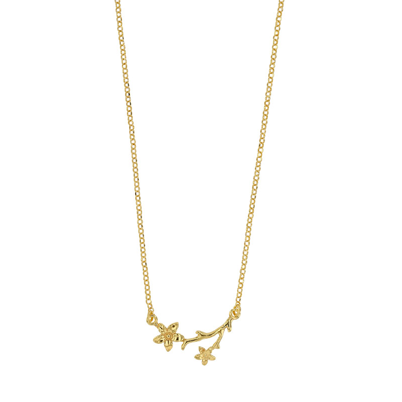 Collier ligne fleurs en argent 925/1000 doré
