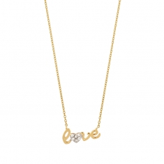 Collier love bicolore orné d'oxydes, Or 375/1000