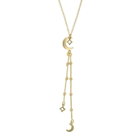 Collier LUNA avec pampilles lunes et losanges en argent 925/1000 doré
