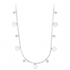 Collier LUNA en argent 925/1000 rhodié - pampilles rondes et oxydes de zirconium