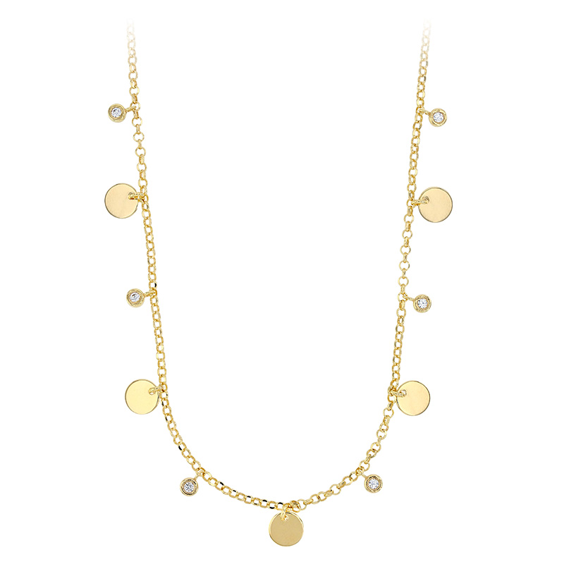Collier LUNA en argent 925/1000 platiné - pampilles rondes et oxydes de zirconium