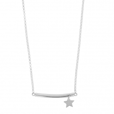 Collier LUNA en argent rhodié 925/1000 - barre avec pampille étoile