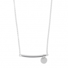 Collier LUNA en argent rhodié 925/1000 - barre avec pampille rond