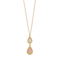 Collier MADRE PERLA 2 gouttes perlées en argent 925/1000 doré avec nacre blanche et rose