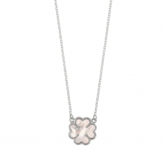 Collier MADRE PERLA en argent 925/1000 rhodié en forme trèfle avec nacre