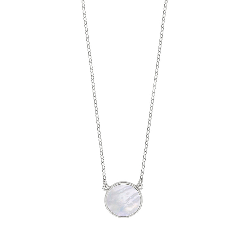 Collier MADRE PERLA en argent 925/1000 rhodié et rond en nacre