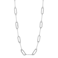 Collier maille allongée et maille jaseron, argent 925/1000 rhodié