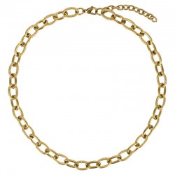 Collier maille alternée lisse en acier doré