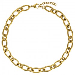 Collier maille alternée ronde et ovale épaisse en acier doré