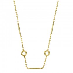 Collier maille boule avec rectangles et ronds ajourés, argent 925/1000 rhodié