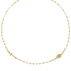 Collier maille boule avec une croix et une médaille Vierge Marie en argent 925/1000 doré