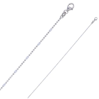 Collier maille boule diamantée, émail blanc argent 925/1000 rhodié