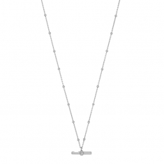 Collier maille boule orné d'une barre en pampille en argent 925/1000 rhodié