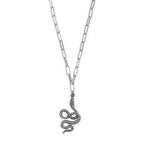Collier maille en acier avec pendentif en forme de serpent