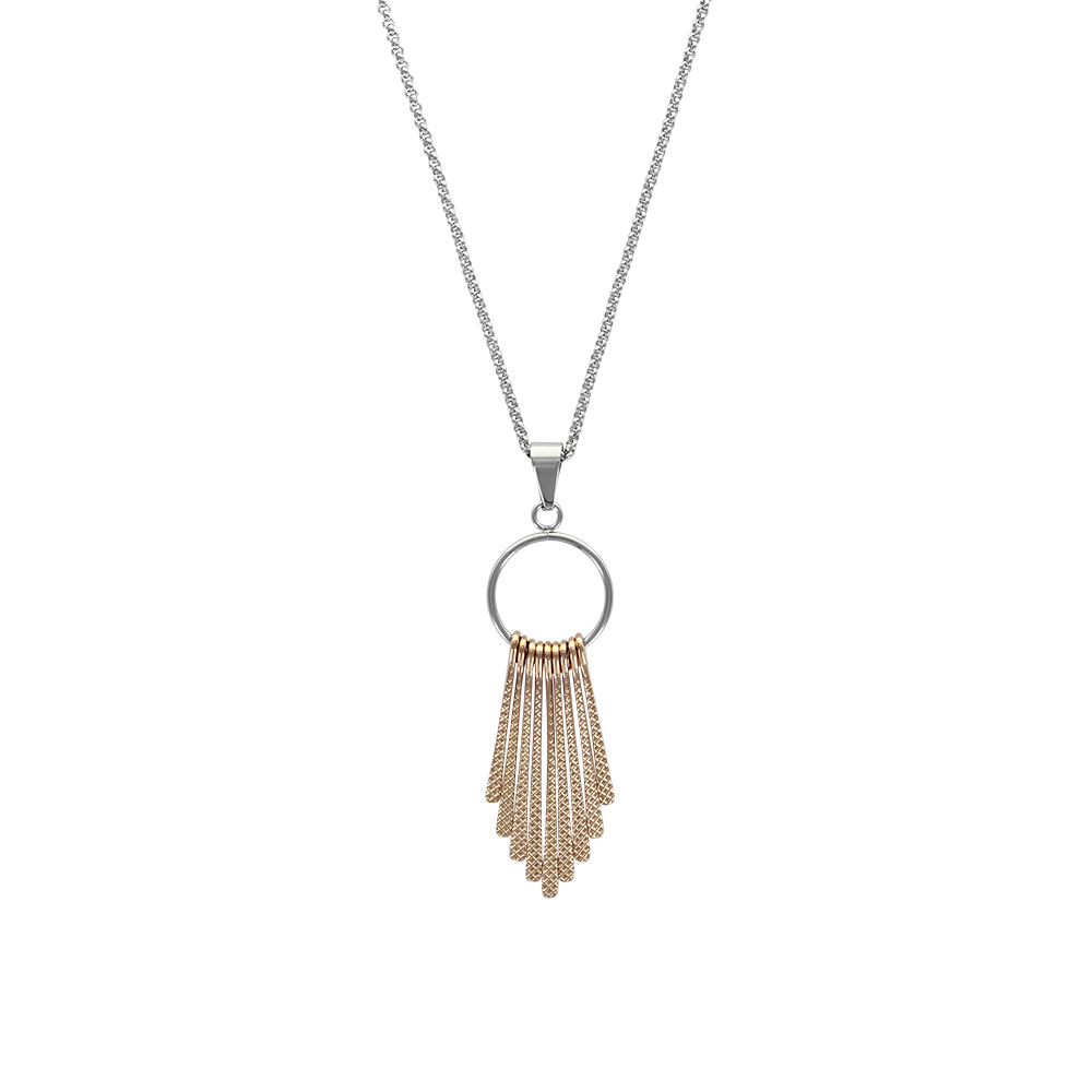 Collier maille en acier et acier doré-rose