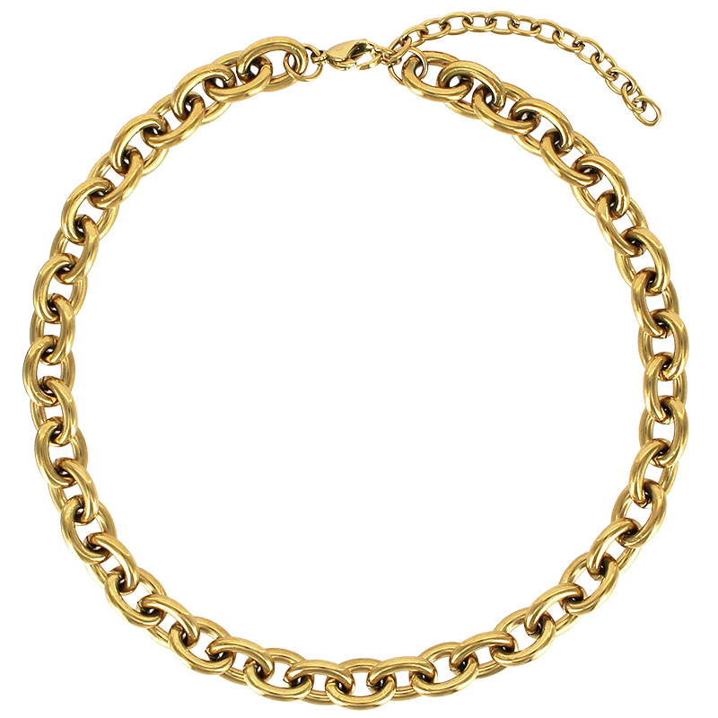 Collier maille forçat épaisse en acier doré