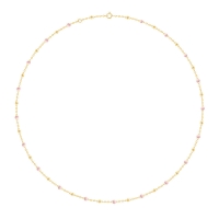Collier maille forçat Or 750/1000 avec perles résine rose pâle